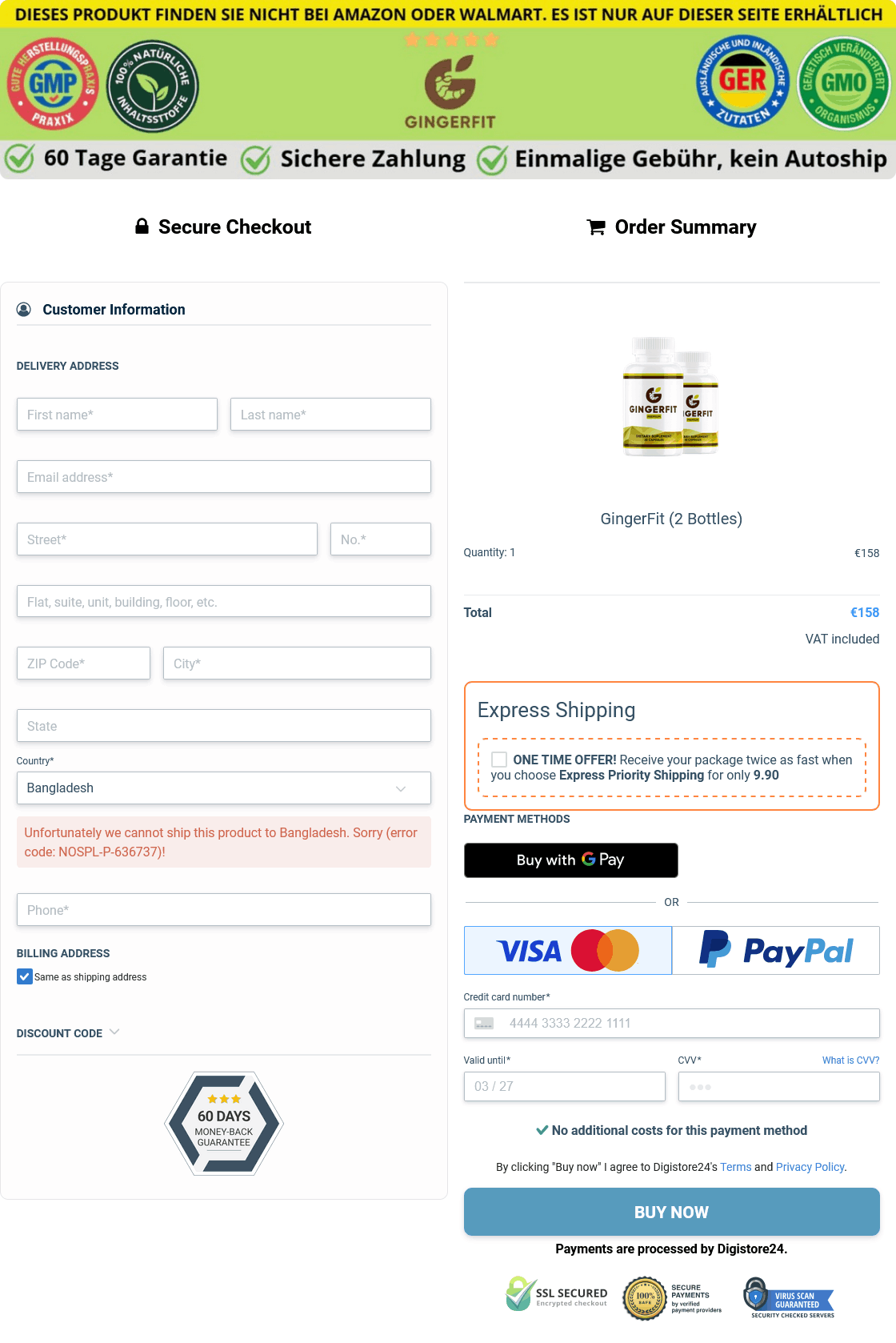 Gingerfit Order Form
